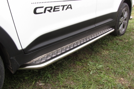 Hyundai CRETA 4WD (2016)-Защита порогов d42 с листом усиленная
